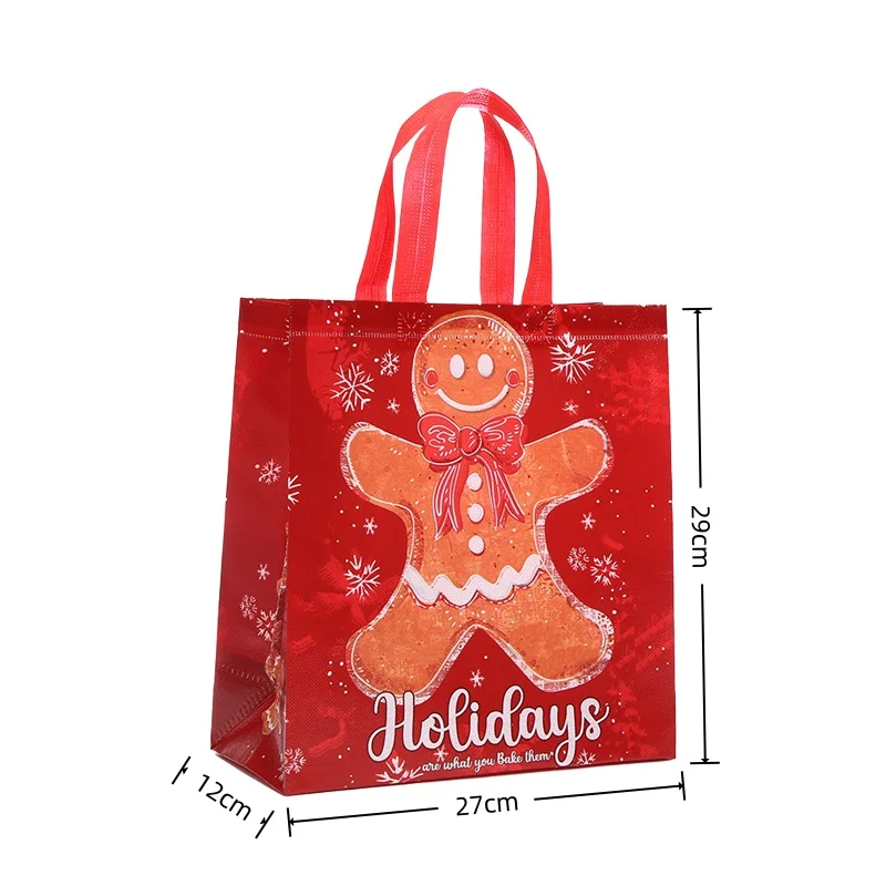 StoBag 8/20 قطعة عيد ميلاد سعيد غير حقيبة تسوق منسوجة هدية النسيج الاطفال التعبئة والتغليف حقيبة يد كبيرة تخزين مقاوم للماء الحقيبة قابلة لإعادة الاستخدام