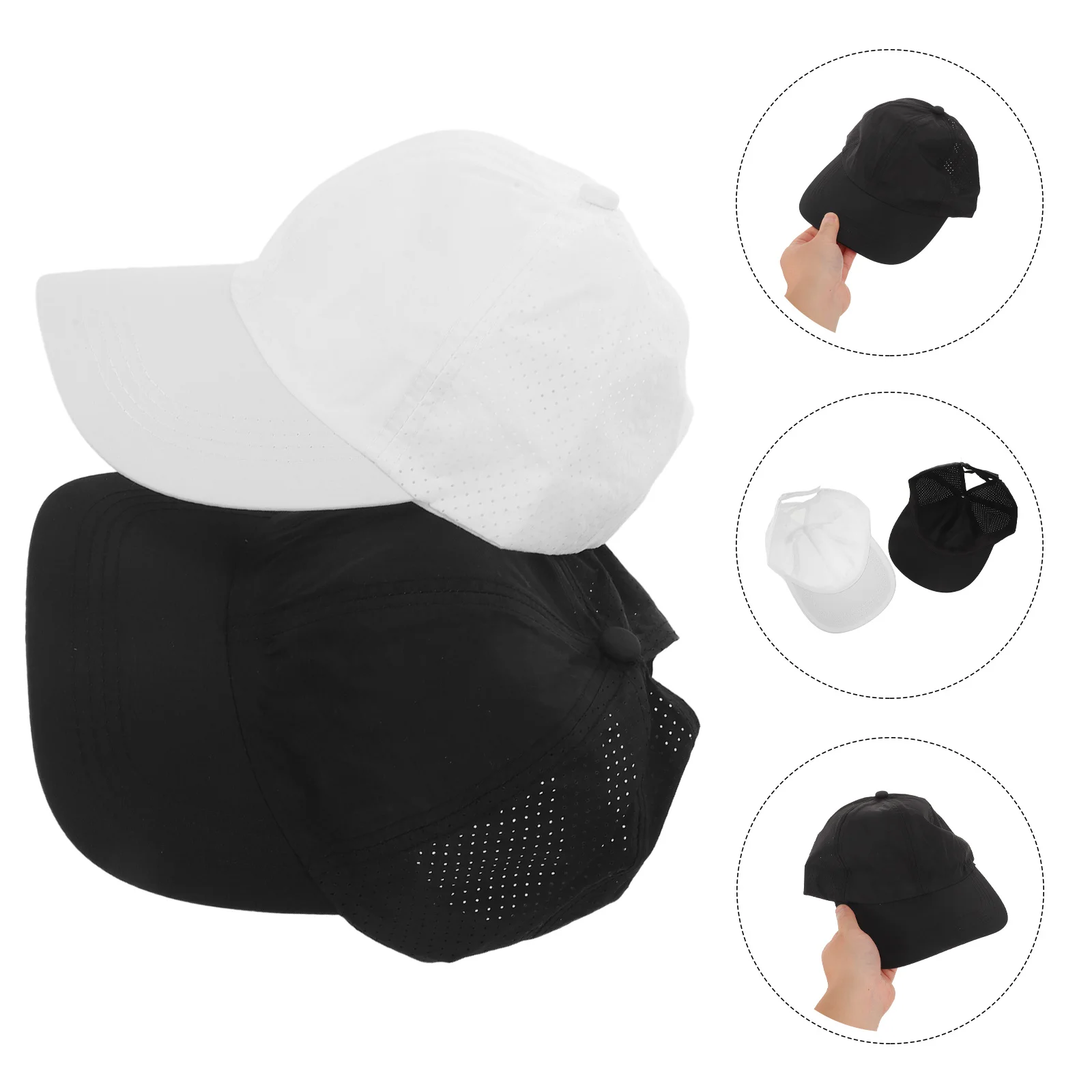 

2pcs Women'S Ponytail Baseball Caps Breathable Quick-Drying Sun Protection Sports Cap For Running Gym Outdoor High Ponytail Hat