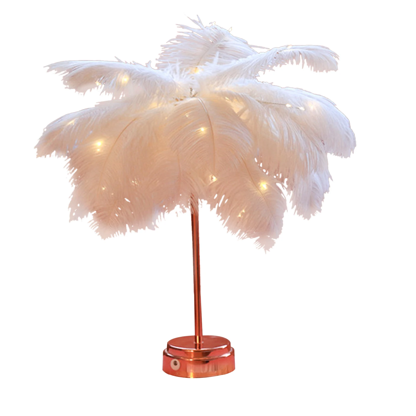 

Artificial Feather Shade USB Battery Powered Home Decor Learning Gift Reading Night Light LED Desk Lamp Wear Resistant Bedroom