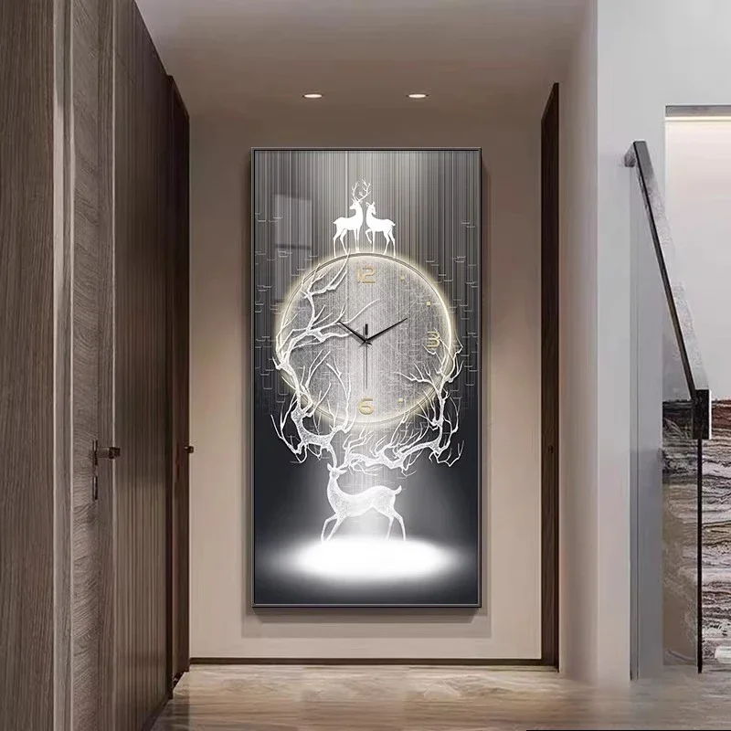 Luxury Wall Clock Reloj De Pared Designer Furniture Entrance Decoration Painting Wall Clock Background Wall Mural Modern Elegant
