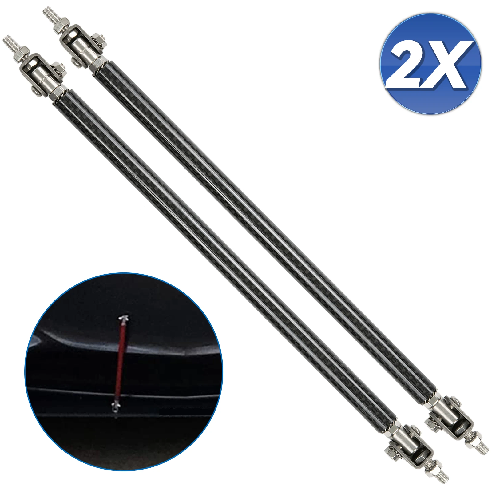 2PCS 20cm Carbon Fiber Adjustable 8''-13'' Bumper Lip Splitter Strut Rod Tie Support Bar Universal Car Accessories