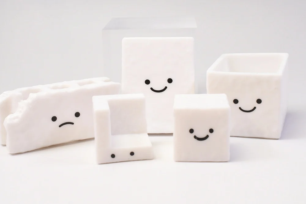 YELL capsule toys Haposuchi. I will continue to play a supporting role cute kawaii Styrofoam Cube box lid brick corner figures