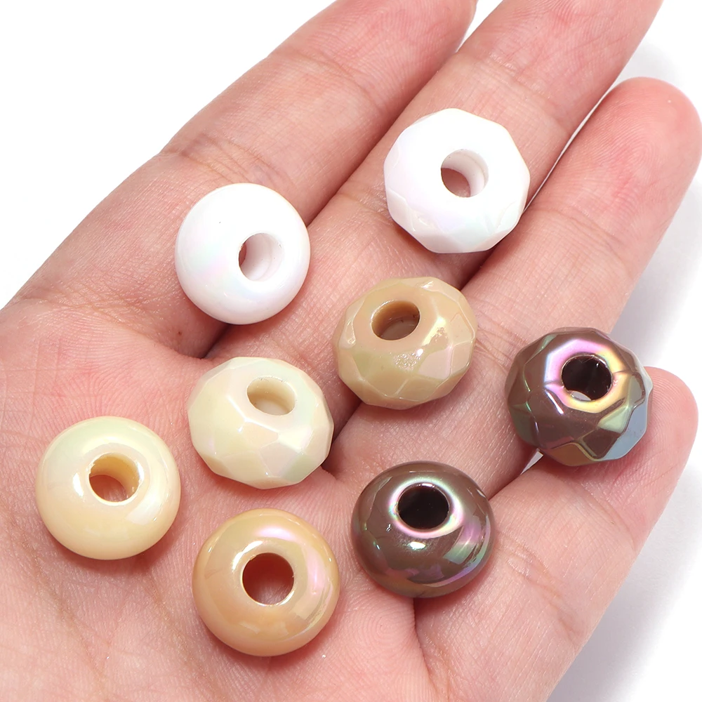 20 Stück weiße und braune Acrylperlen mit großem Loch, facettierte lose Abstandsperlen für DIY-Armbänder, Schlüsselanhänger und Schmuckherstellungszubehör – Detail 5