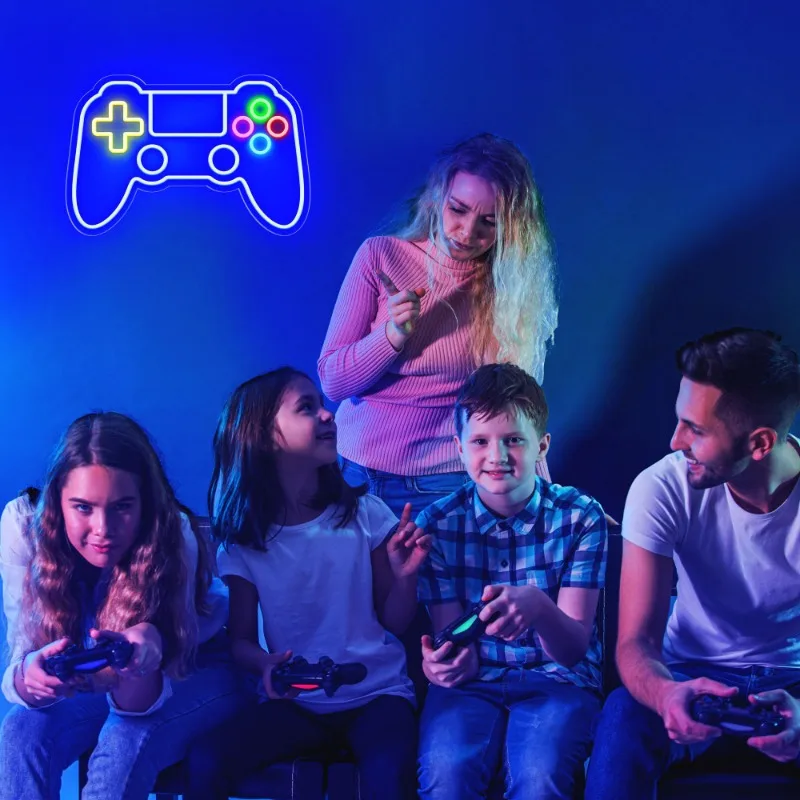 WMAT lampu LED dekorasi dinding, bentuk Gamepad 16 ''x 11'' dekorasi ruang game sempurna hadiah Natal dan liburan untuk anak laki-laki dan perempuan