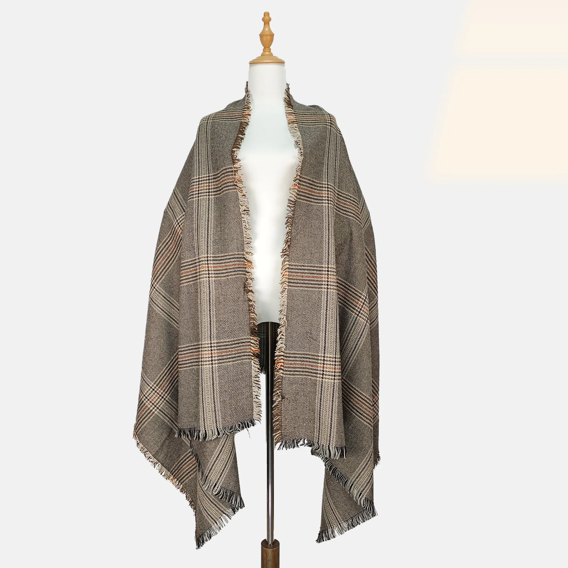 Houndstooth Plaid Faux Cashmere Scarf for Women Warm Winter Shoulder Shawl Wrap Soft Neck Cover for Daily Wear
