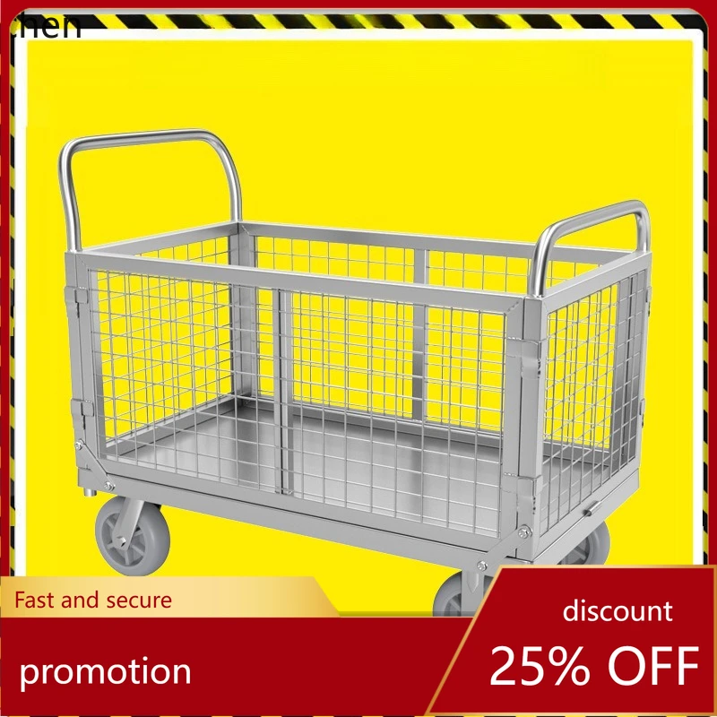 

HXL Cargo Hand Truck Flatbed Guardrail Fence Mover with Hand Push Guardrail