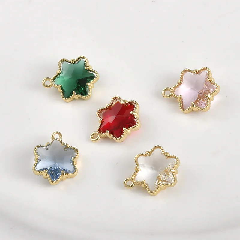 

Медный кулон с позолотой 14 карат, сохраняющий цвет, в форме звезды и цветка, с кристаллами, для самостоятельного изготовления браслетов, ожерелий, серег, аксессуаров, материал для рукоделия