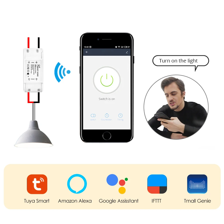 Tuya Smart WiFi Switch 10A Intelligent Universal Breaker Smart Life APP Remote Alexa Google Home funzione Timer di controllo vocale