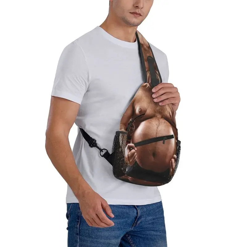 Personalizado engraçado cerveja barriga estilingue sacos para homens legal ombro peito crossbody mochila ciclismo acampamento daypack