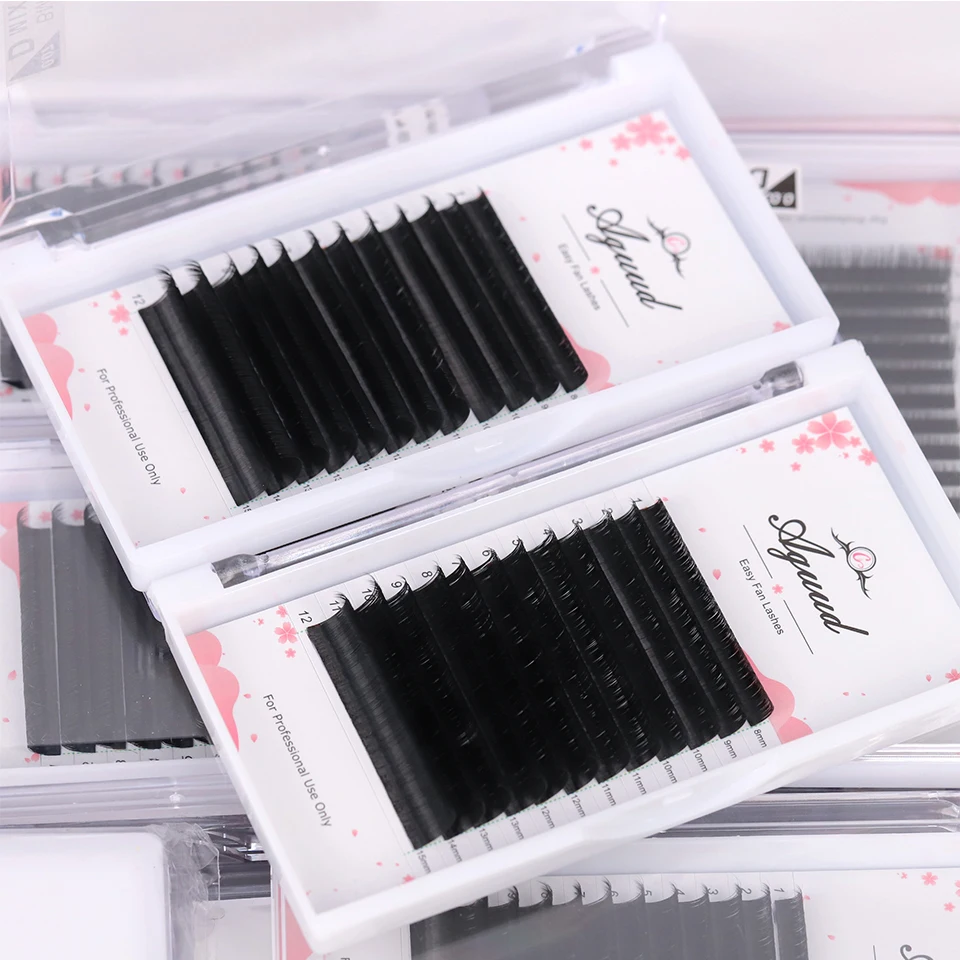 AGUUD Easy Fan Lashes Matte Dark Black Volume Extension  8-15mm Mix Mega Eyelashes Blooming Fans Eyelash Extension Makeup Cilios