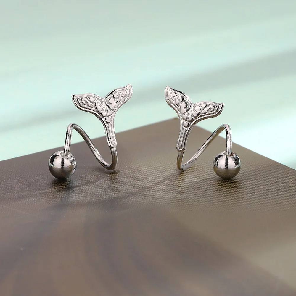 Fish Tail S-shaped Mermaid Tail Spiral Earrings for Women Simple Fashion Personality Jewelry Gifts Daily