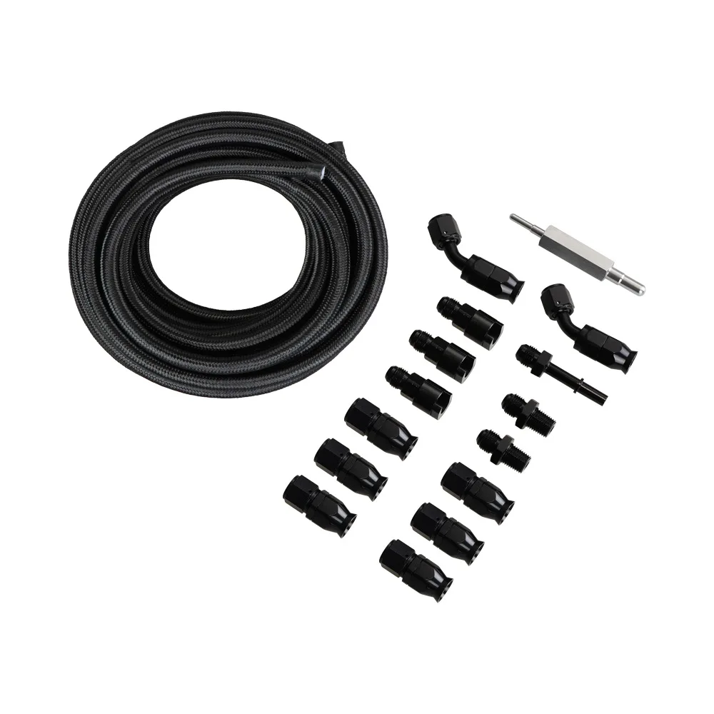 

Automobile modified PTFE material 7.6 meters nylon braided fuel pipe AN6 YouTube connector mounting rod