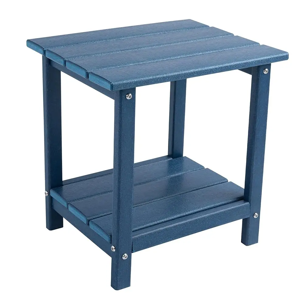 

Adironda Double End Table, Outdoor Waterproof Weather Resistant Side Table For Patio Garden Yard Living Room - Navy