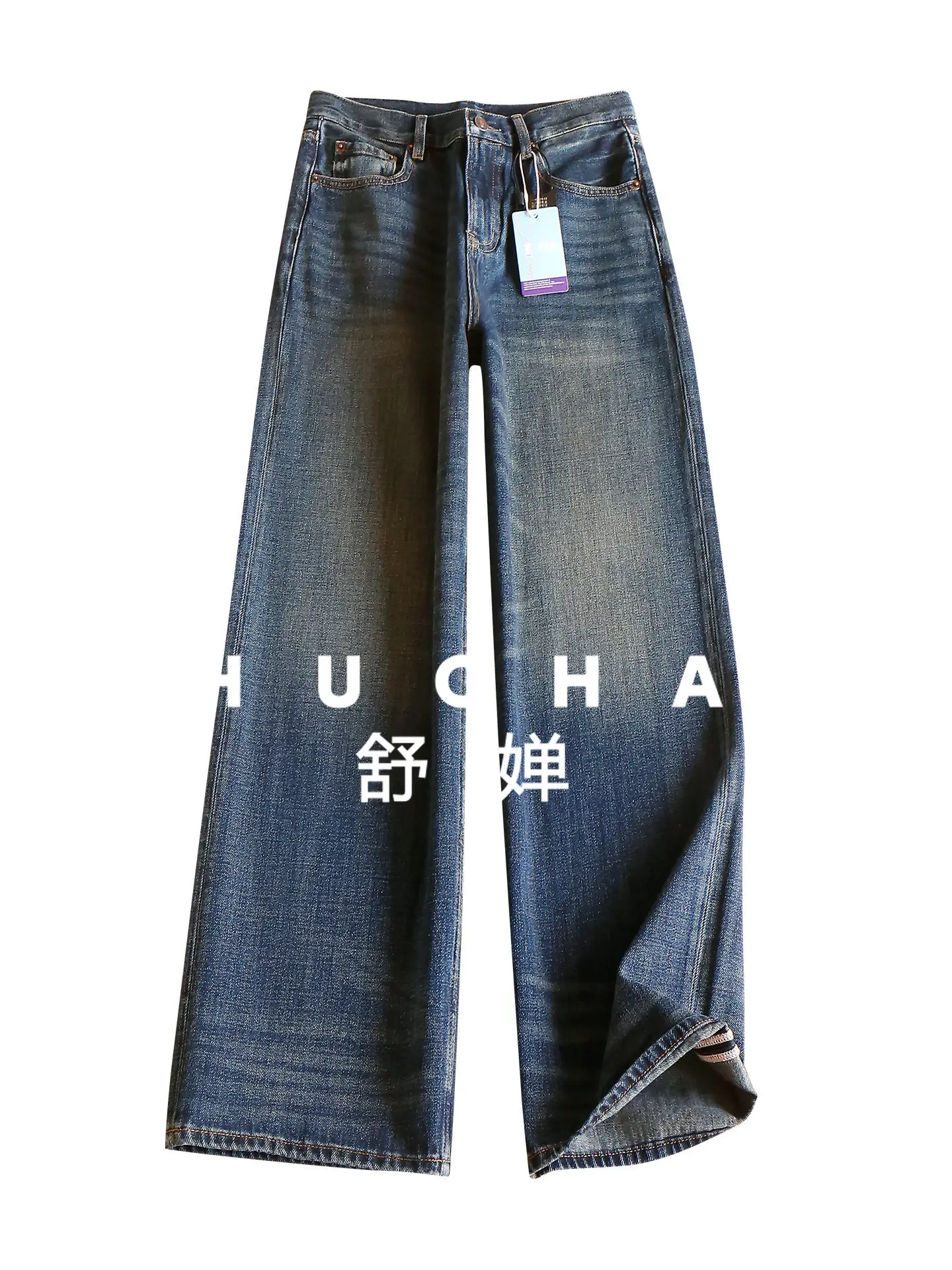 

Новые ретро джинсовые прямые широкие брюки из старого чистого хлопка с высокой талией для женщин 03K9