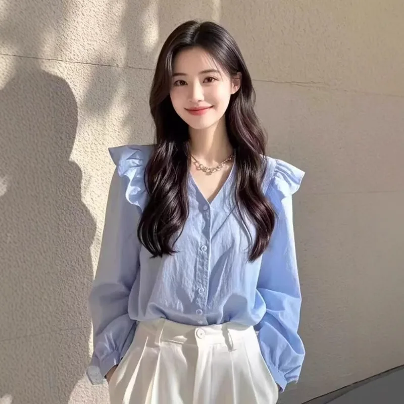 Women'S Long-Sleeved Shirts French Style Casual Shirts Office Lady Bohemian Autumn Clothes Women Vintage Light Luxury Tops