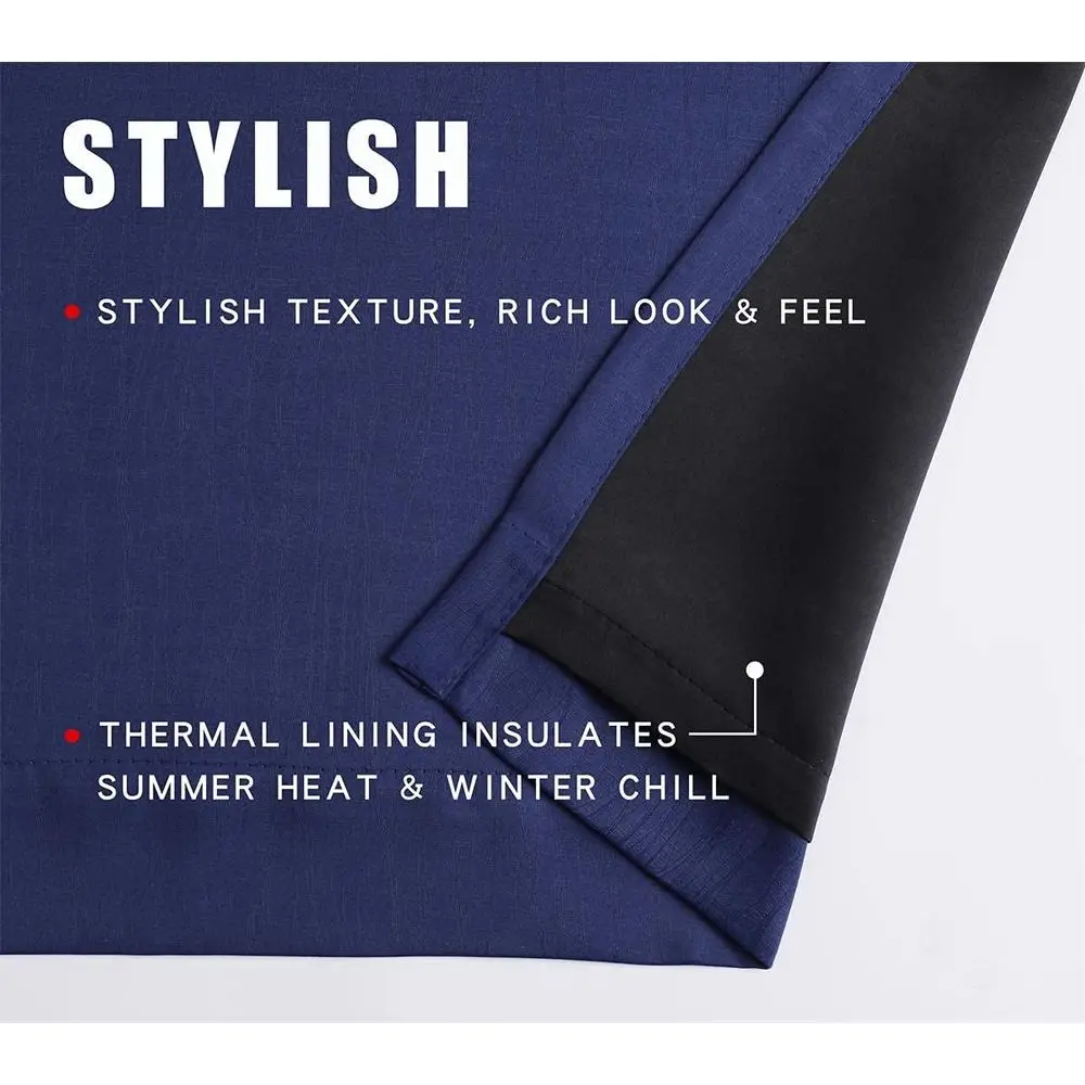Tende termiche isolate blu navy 84 per camera da letto e soggiorno - 100% oscuranti, controllo della luce e del rumore, set da 2 pannelli