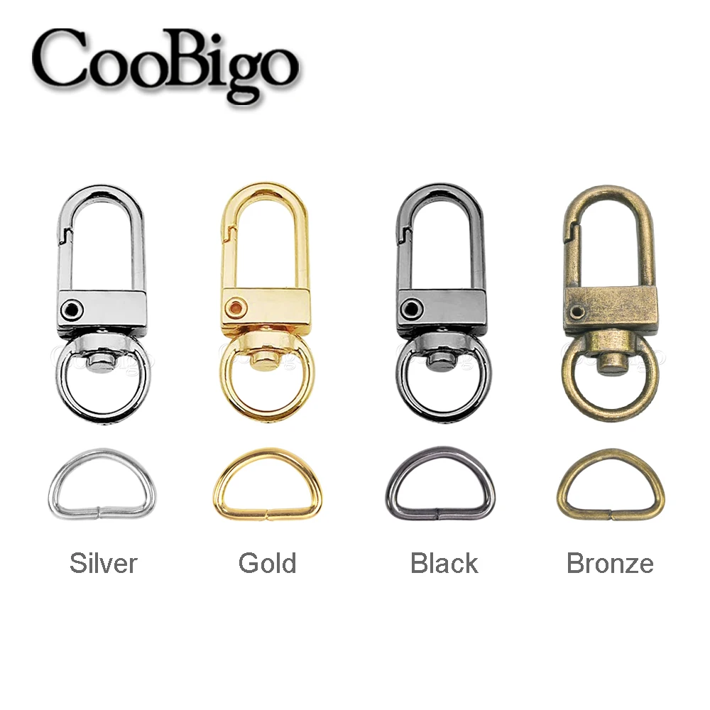 5set Metal Snap Lobster Clasp Hooks D Ring Buckle Keychain Handbag Strap Hardware Leather Bag Dog Collar DIY Craft Accessories