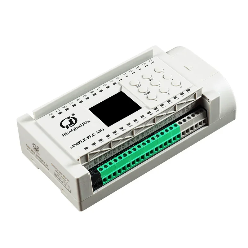 Huaqingjun 16 Inputs 8 Outputs Relay Output PLC 2AI 2AO 0-5V 0-10V RS485 Modbus RTU PLC for VFD