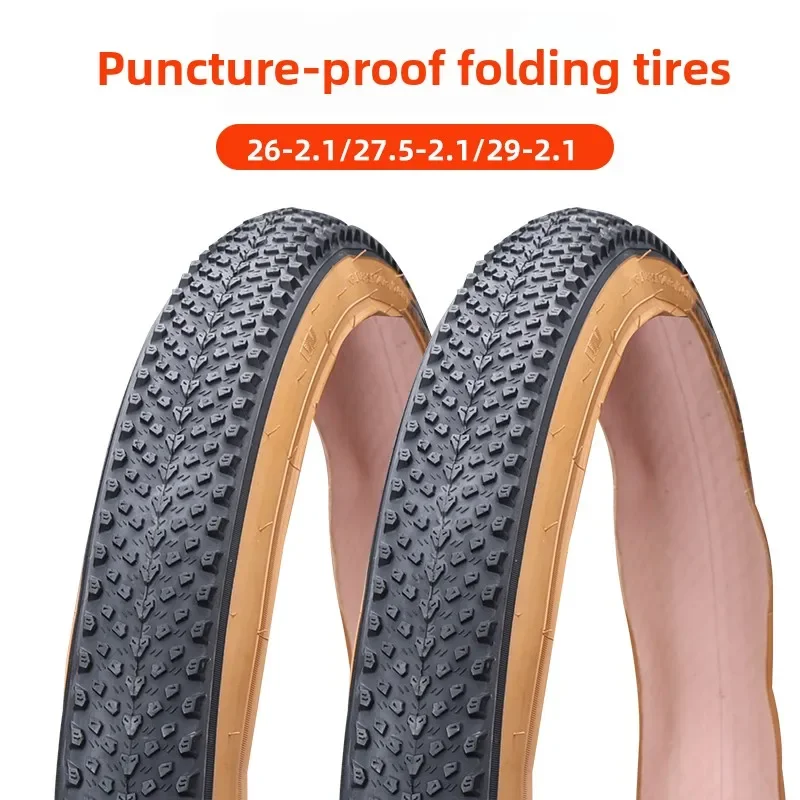 Faltbarer Mountainbike-Reifen, EPS-Pannenschutz, 26/27,5/29×2,1, hellbraune Seitenwand / komplett schwarz, Offroad-Grip-Reifen – Detail 5