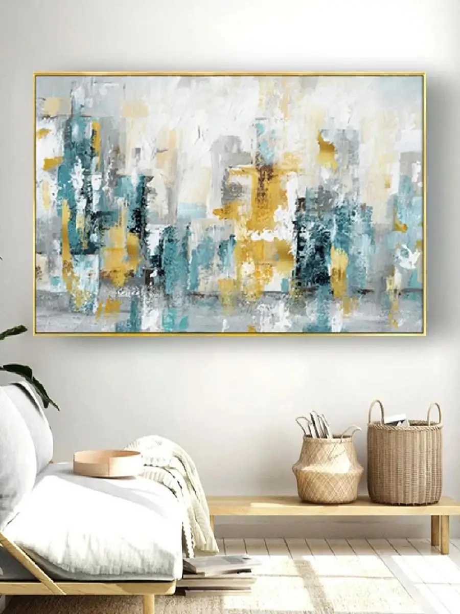 HandPainted Oil Paintings on Canvas  Gold Leaf Abstract Art Picture  Large Acrylic Original Wall Art Decor for Living Room