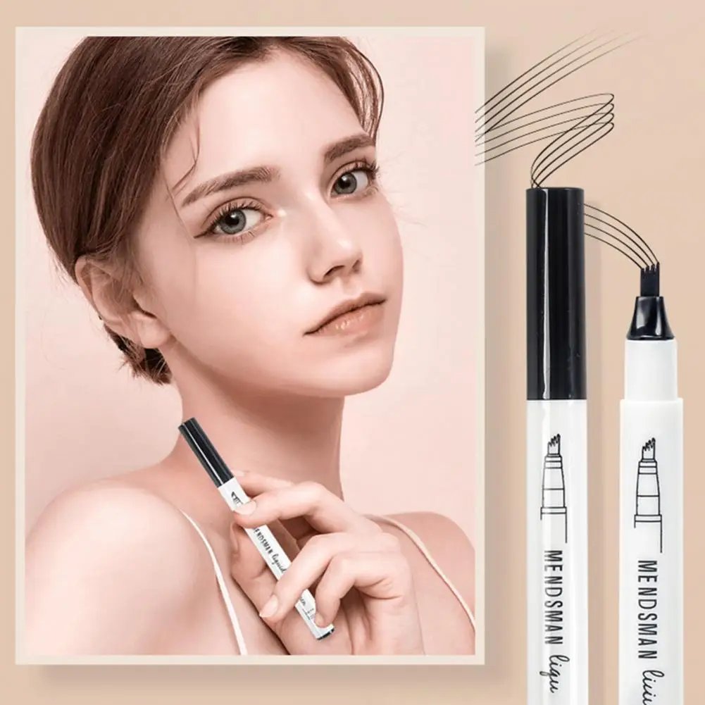 1/4Pcs Eyebrow Pencil 4 Micro Fork Tip Tinted Brow Pen Waterproof Natural Microblading Liquid Brow Contouring Pen Makeup Tool