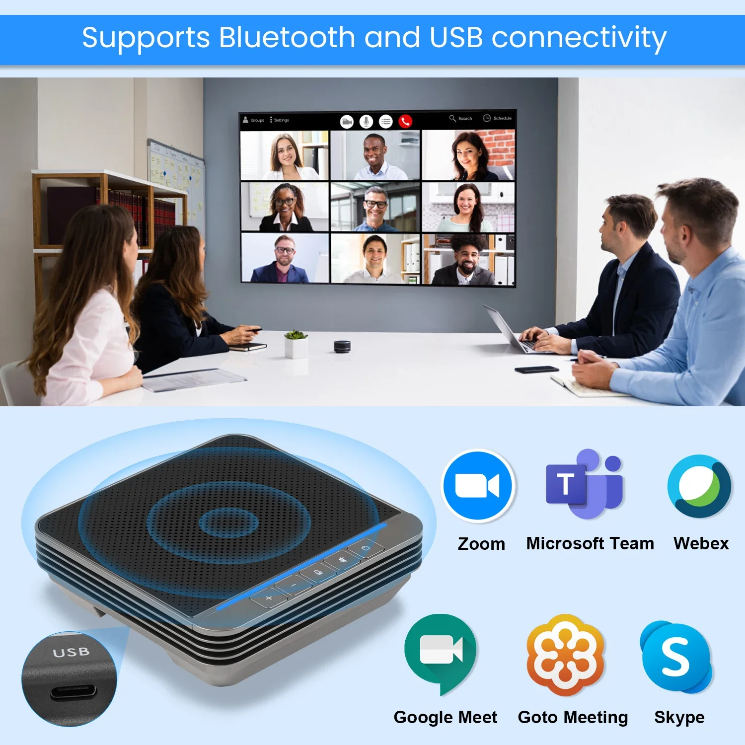 Best Price Fast Delivery Conference Speakerphone VC200 Bluetooth Speakerphone Daisy Chain Omnidirectional Microphone Wireless Sp