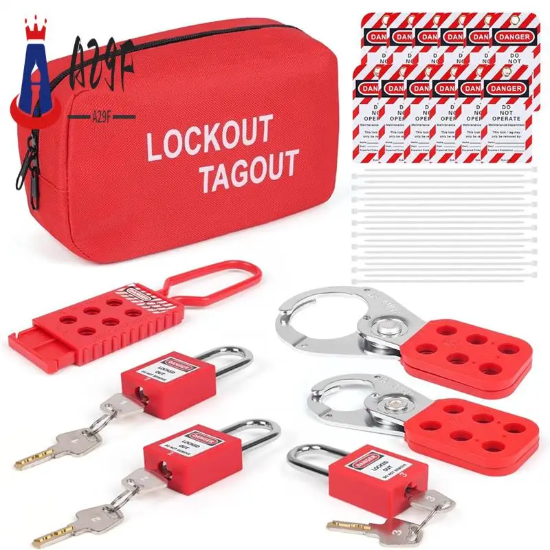 

A29F-Lockout Tagout Kit Electrical-Group Lockout Haspstags,Lock Out Industrial Tools 2 Key Per Lock For Facotory Protect Safe