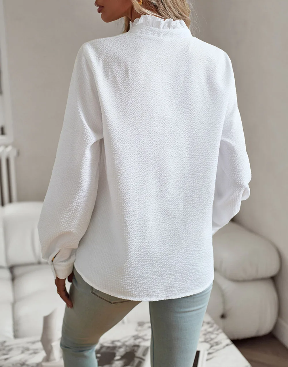 2025 Spring New Style Commuter Lace Collar Striped Long Sleeve Shirt Women's Top