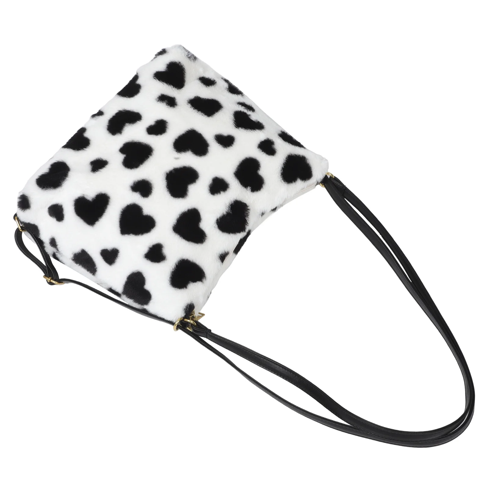 

For Women Large Capacity Heart Print Shoulder Handbag Winter Warm Furry Crossbody Faux Crossbody Bag Bag