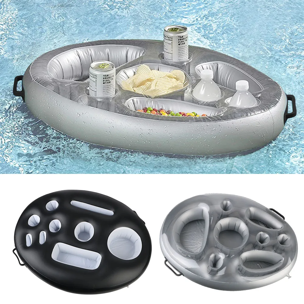 8/9 Holes Inflatable Cup Holder Portable Beer Holder Buffet Serving Bar Beverage, Fruit, Tablet, Cell Phone Floating Drink Tray