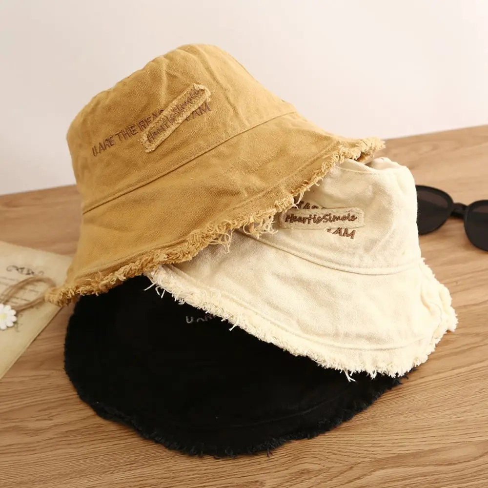 Women Summer Hats Fashion Beach Bucket Hat Travel Letter Embroidery Panama Caps