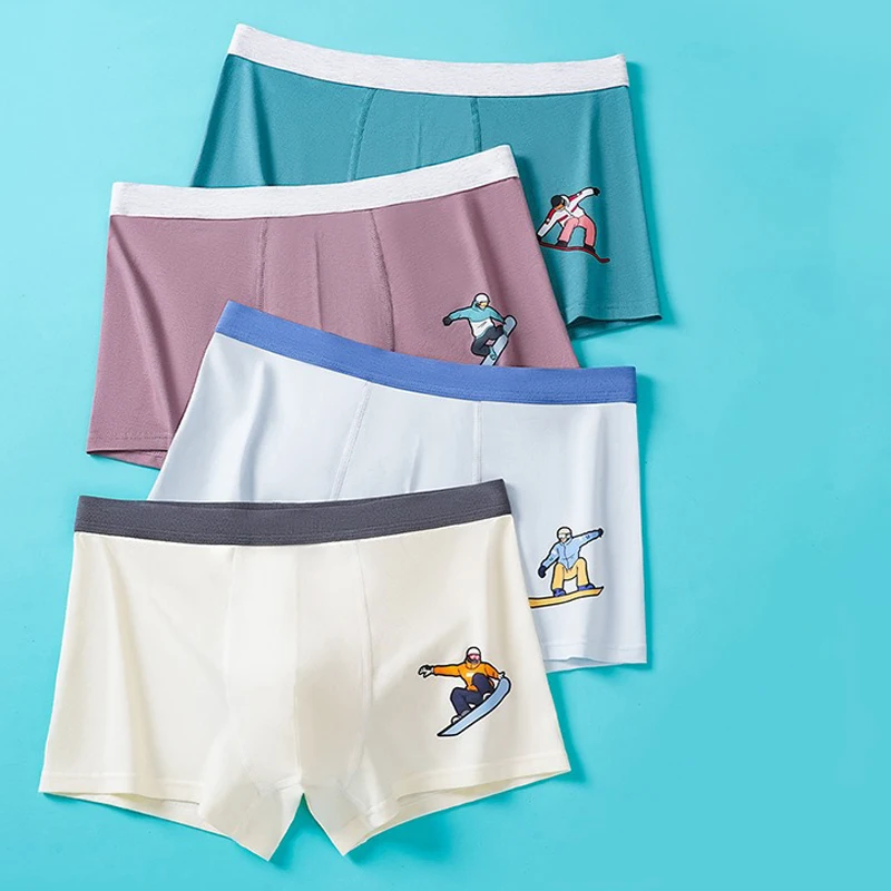 4-Pack Boys Boxer Briefs Teenagers Breathable High-Quality Cotton Elastic Comfortable Boxers Shorts for Teenage Boys