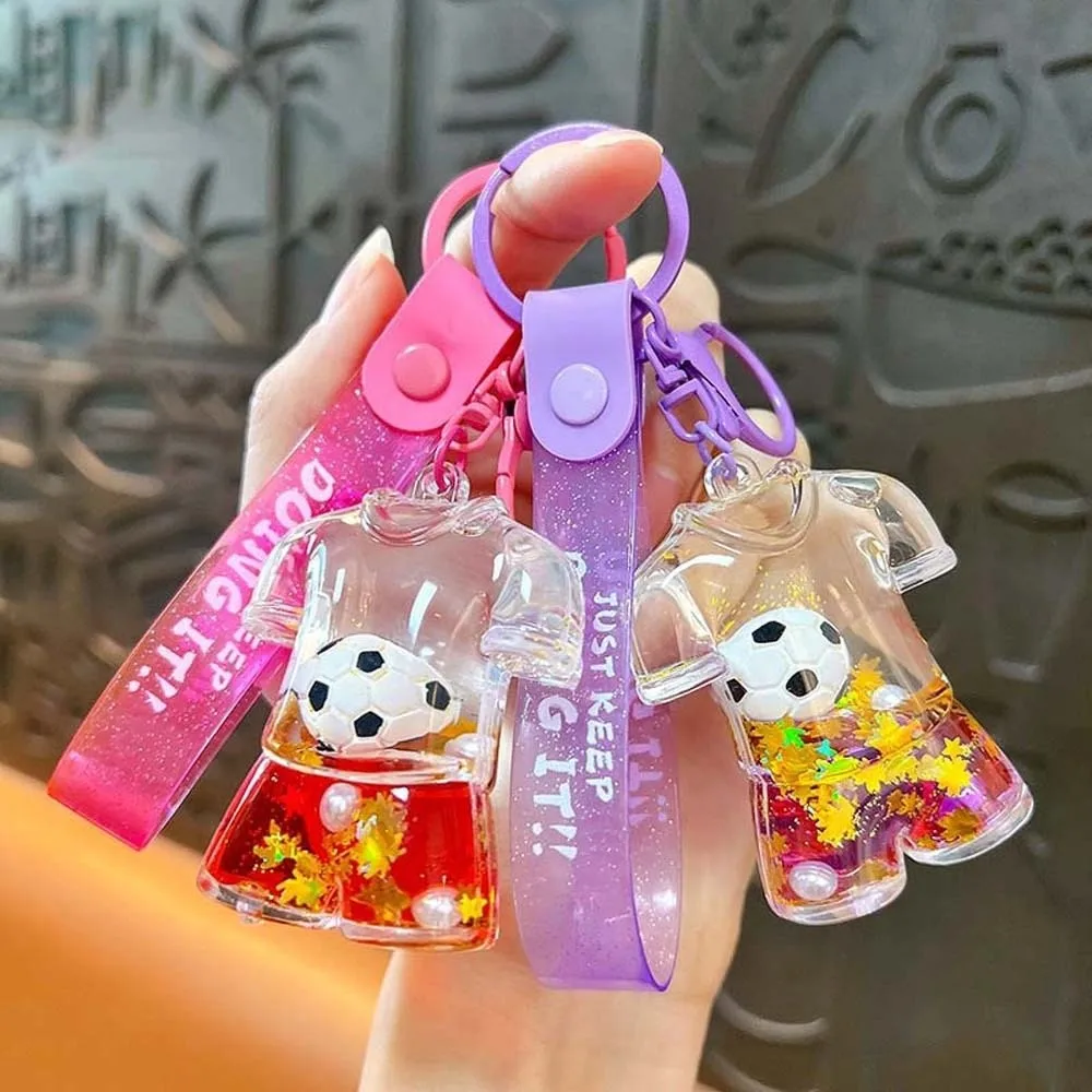 Pendant Football Jersey Quicksand Bottle Transparent Mini Soccer Kit Key Chain Candy Color Flowing