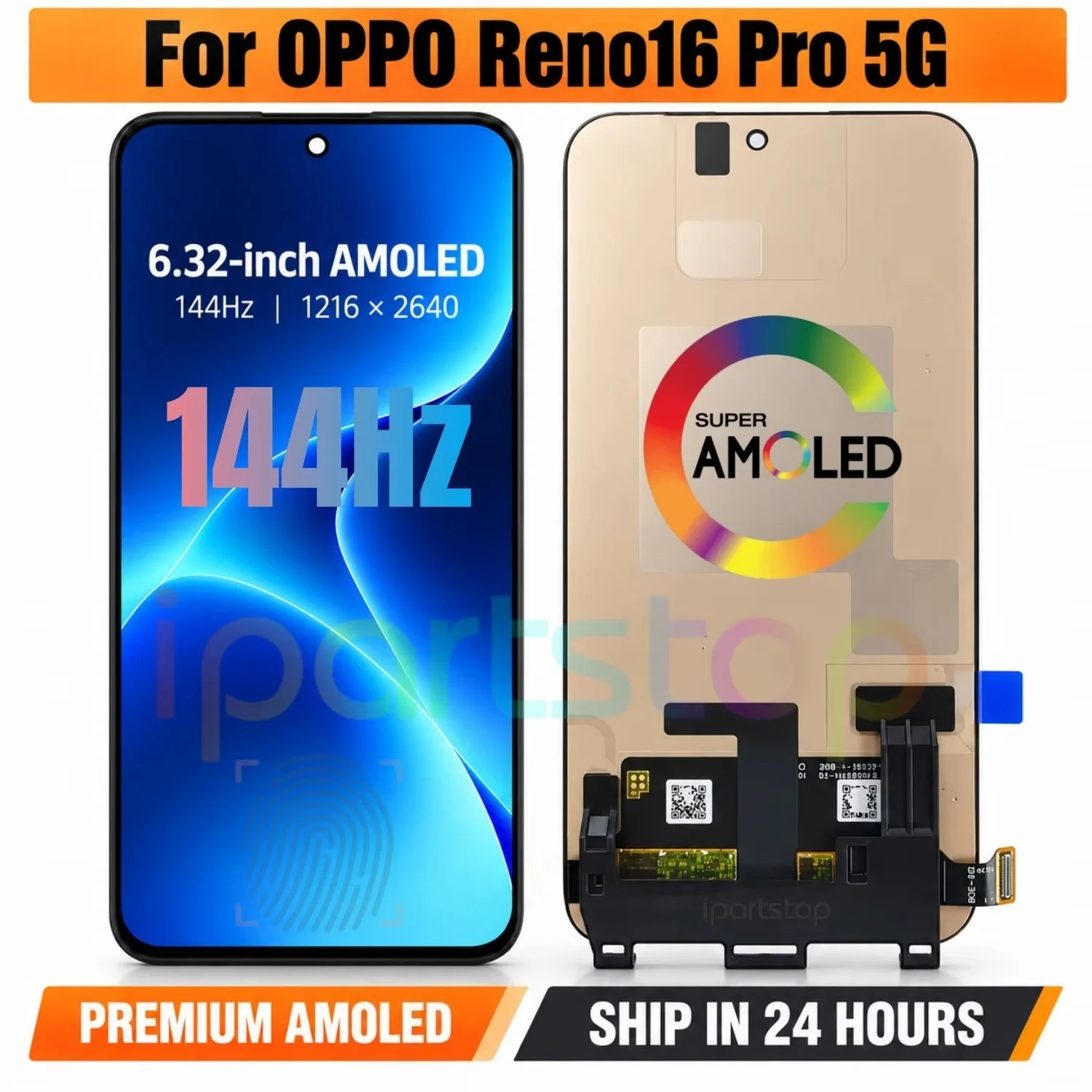 iParts Replacement New Display for Oppo Reno16 Pro 5G CPH2863 144Hz AMOLED Touch Screen Digitizer Assembly OEM all Functions