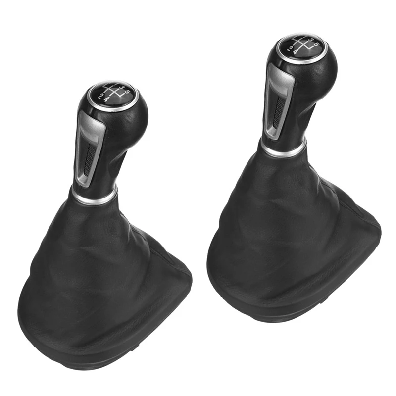 2X 5 Speed Car Leather Gear Shift Knob Frame Gear Lever Dust Boot Cover For Seat Leon II/Toledo III Altea XL