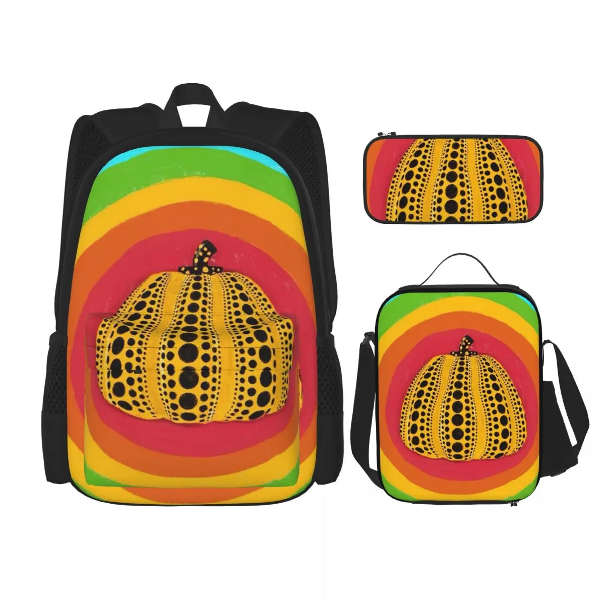 

Yayoi Kusama Abstract Painting Backpacks Boys Girls Bookbag Children School Bags Kids Rucksack Lunch Bag Pen Bag Three-Piece Set