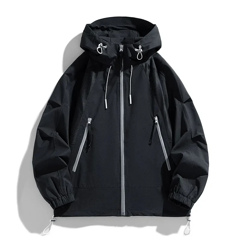 Hooded Trench Coats Men Oversized 6XL 7XL 8XL Plus Size Waterproof Autumn Spring Loose Simple Thin Softshell Jackets