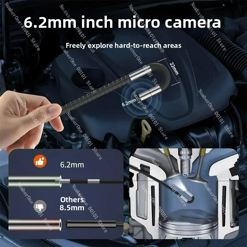 7-Inch 360° Articulating Endoscope, Large Wide-Angle HD Camera with Steering Probe for Car Repair and Inspection