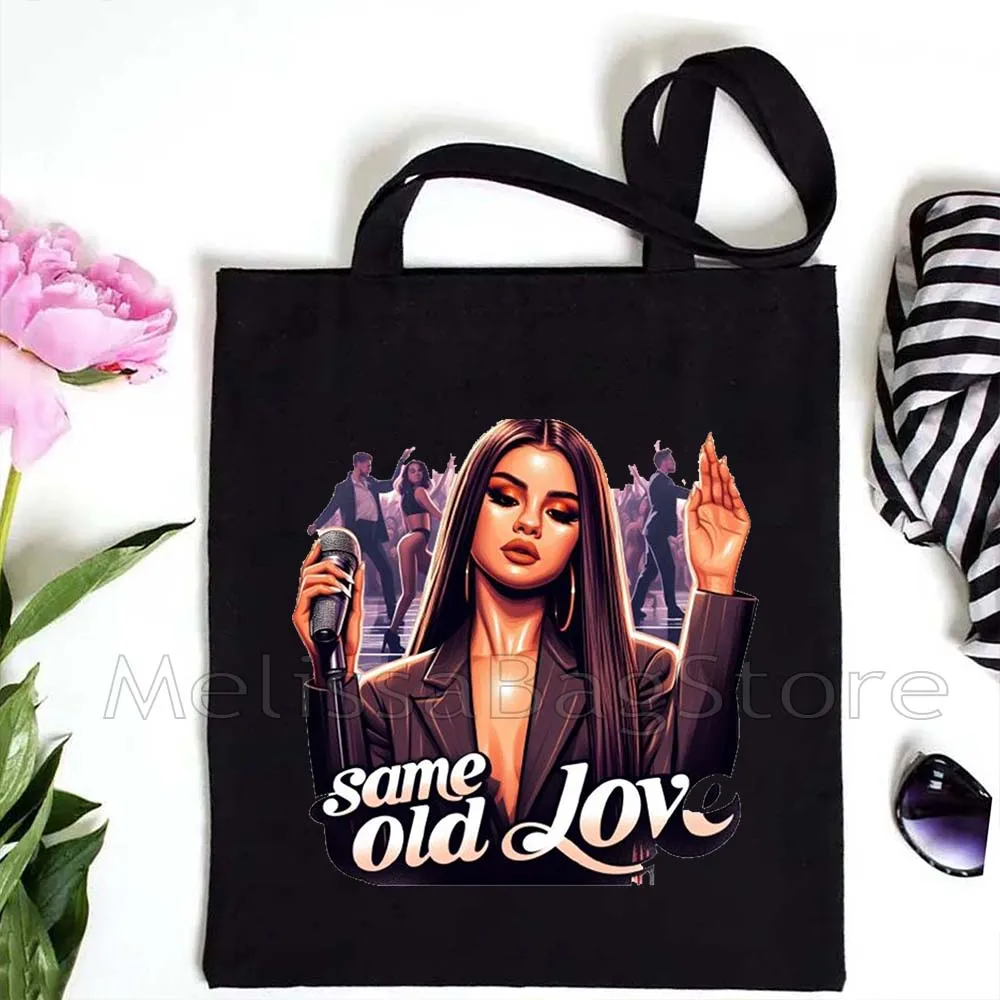 Wunderschönes Selena-Porträt, niedliches Musik-Sänger-Poster, Fan-Geschenke, Canvas-Einkaufstasche, Baumwoll-Einkaufstasche, Shopper, Baumwollhandtasche