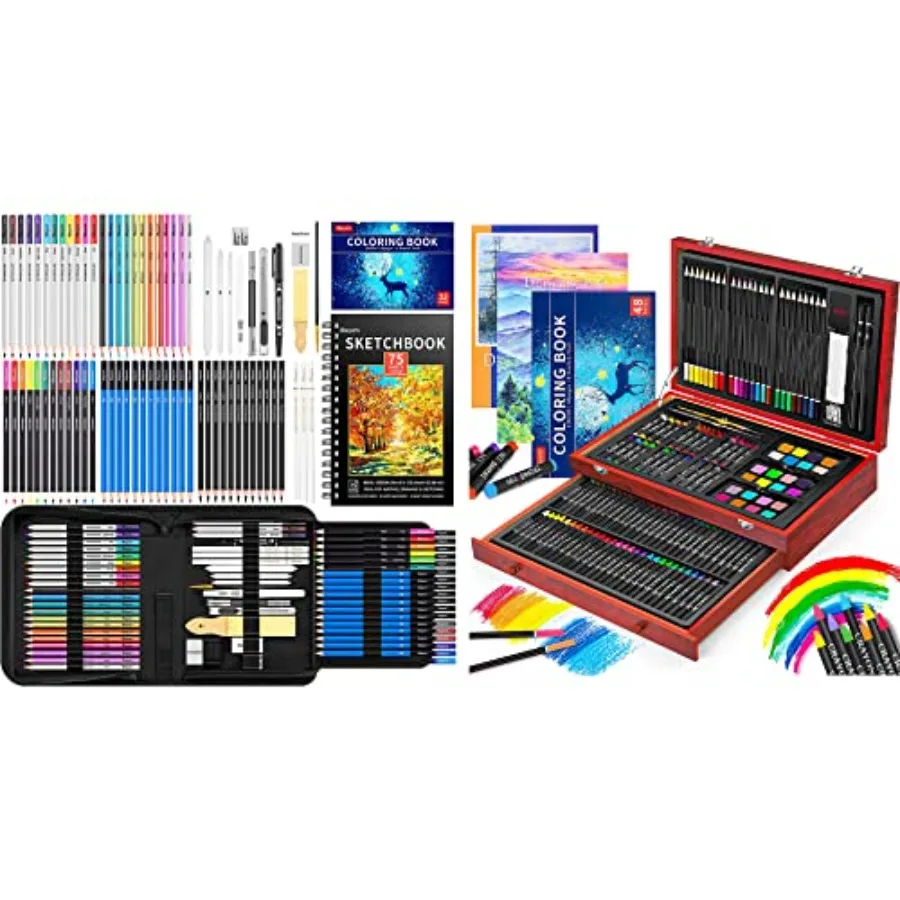 

78-Pack Drawing Sketching Kit and 150-Pack Deluxe Wooden Art Set