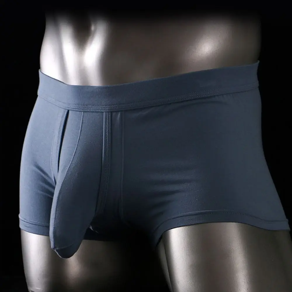 Calzoncillos Boxer cómodos de Color sólido para hombre, calzoncillos Boxer finos y simples de algodón, ropa interior, calzoncillos con bolsa independiente para hombre y niño