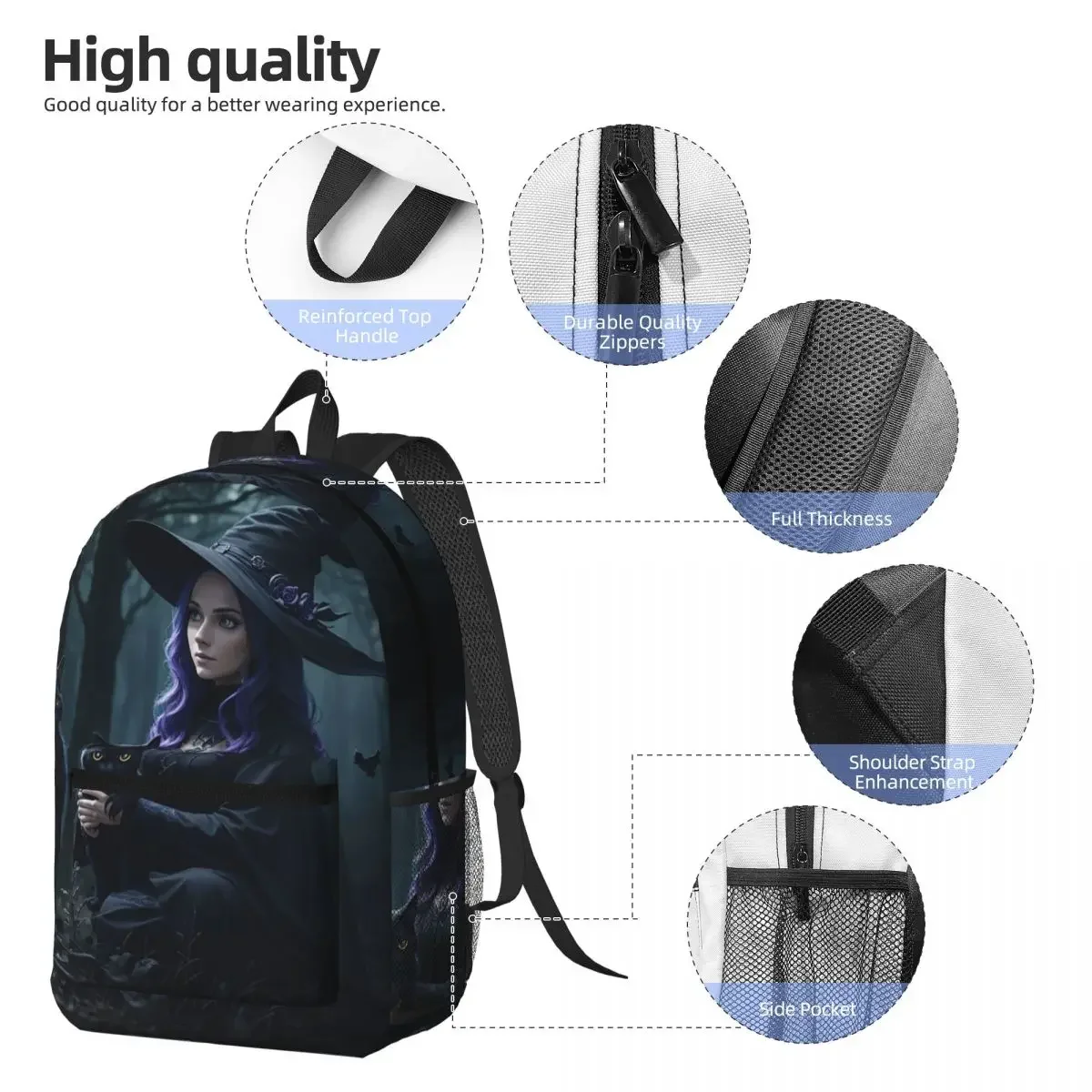 Witch Makes Potions And Black Cats Backpack Student BookBag Kids School Bag Laptop Shoulder Bags for Men Women
