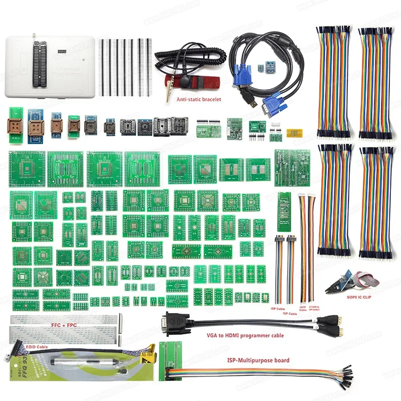 مبرمج RT809H أصلي مع 100 لوحة محول مبرمج EPROM FLASH Universal