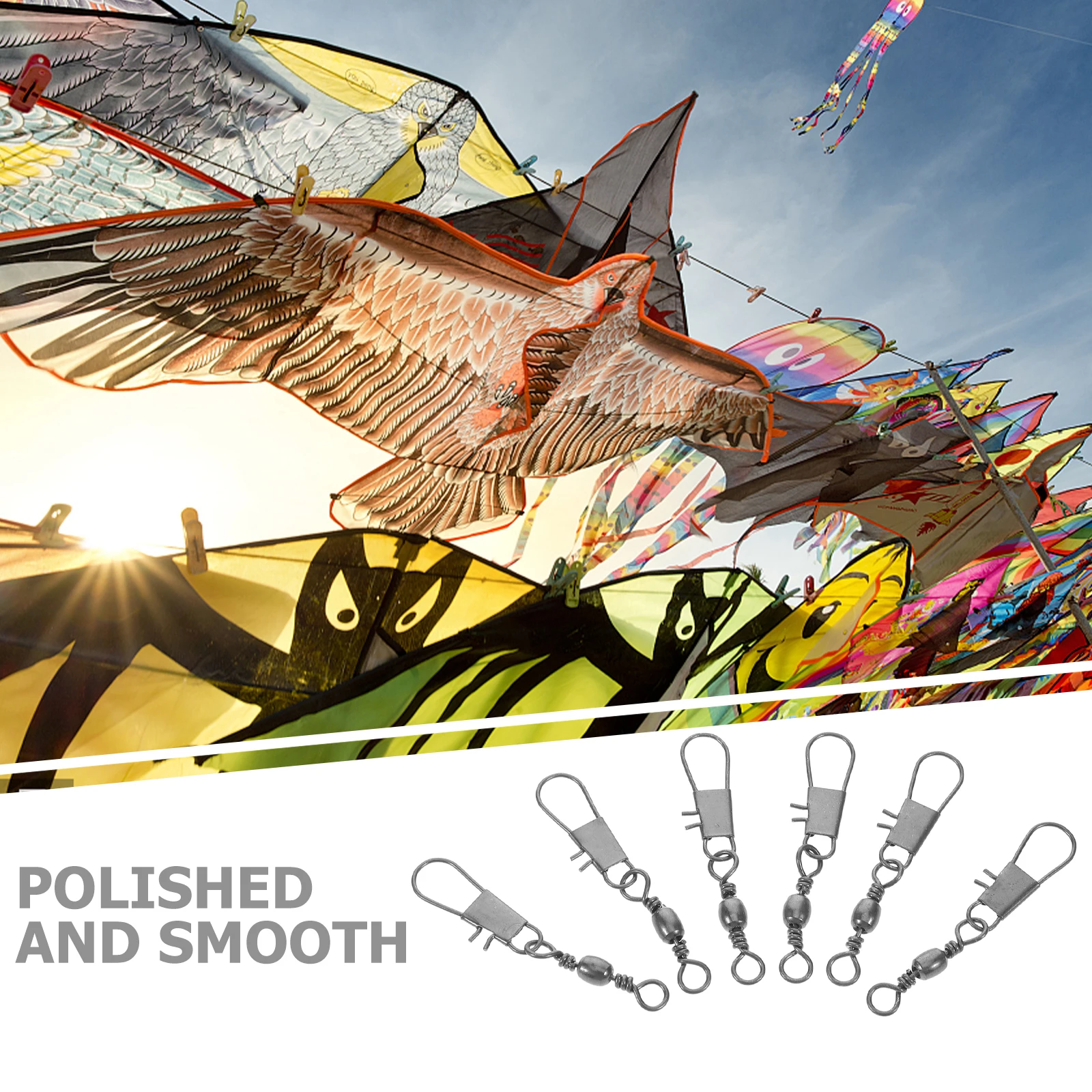 6 stuks zware metalen haken voor vliegerlager connector spoel haak vervanging vliegende vlieger reel accessoire connector haken