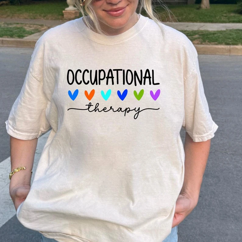 Occupational Therapy Print T-shirt Oversized Unisex Cotton Streetwear Trendy Casual Loose Vintage Loose Short Sleeves Breathable