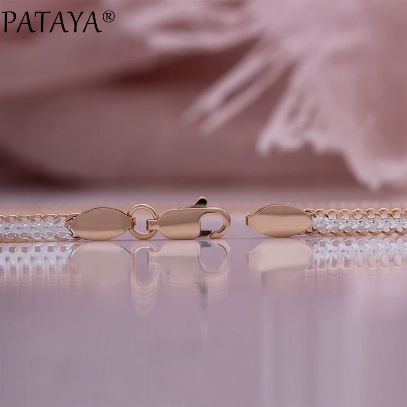 PATAYA 5mm Wide Necklace 55cm 585 Rose Gold Color Ball Bead Link Chains Fashion Jewelry Bracelets For Lover Friend Women Gifts