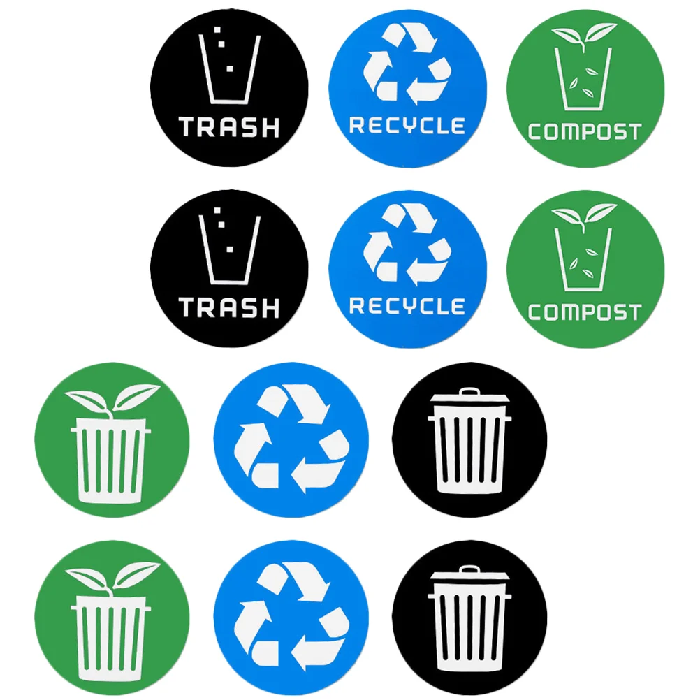 12 Pcs Garbage Sorting Stickers Custom Countertop Compost Bin Recycle for Trash Can Recycling