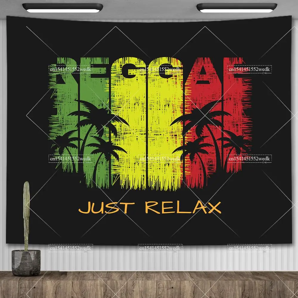 Reggae Music Slogan Just Relax Poster Flag Banner Hip Pop Wall Hanging Tapestry for Living Room Tapestries Decoration For Home