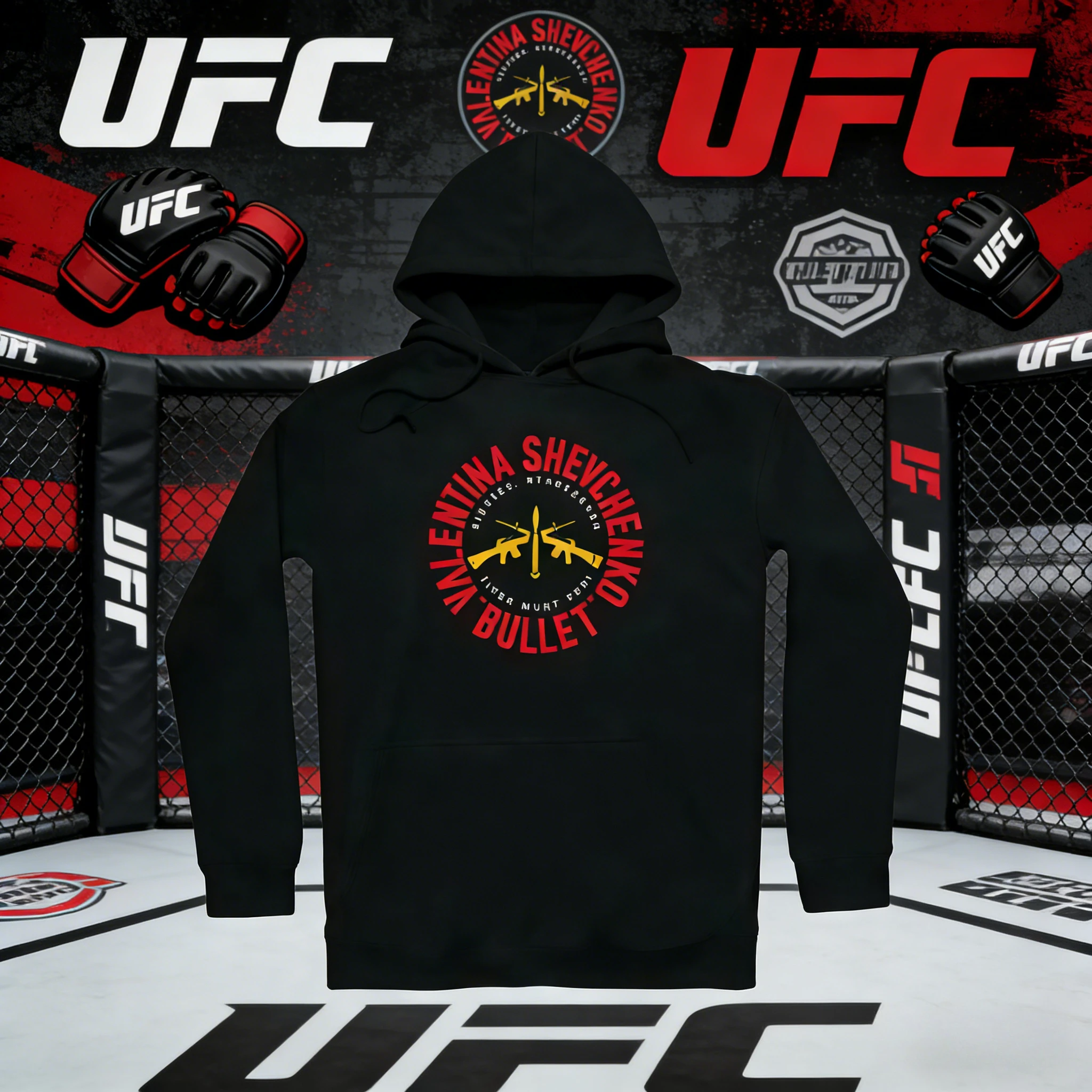 

UFC Valentina Shevchenko 2026, осенне-зимняя коллекция, дышащая повседневная толстовка из чистого хлопка, подходит для мужчин и женщин