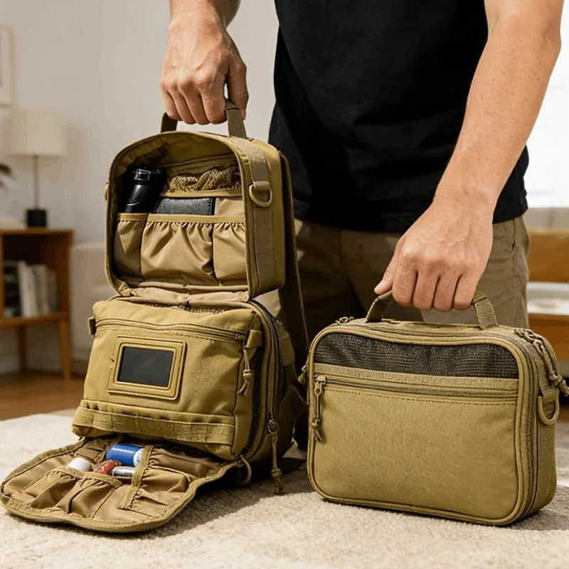 Image of Taktische Herren-Toilettentasche, Camping-Organizer, Badezimmer-Organizer, Reise-Outdoor-Dopp-Kit für Kurzreisen, Fitnessstudio, Outdoor-Aufbewahrung, Gürteltasche